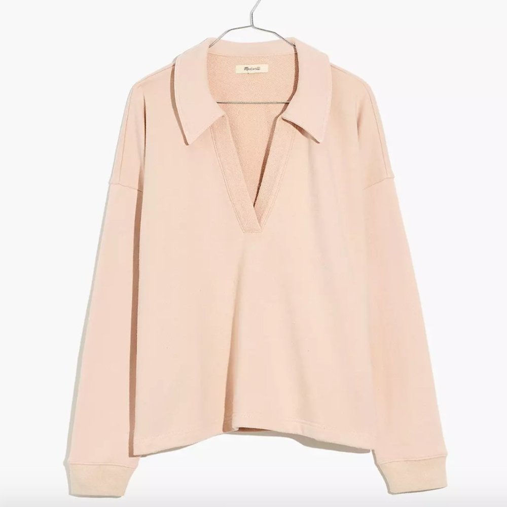 Madewell Cotton-Hemp Oversized Polo Sweatshirt - NWT